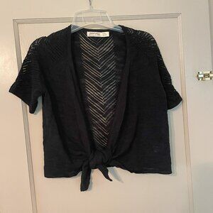 Black Cropped Tie-Front Cardigan NWT